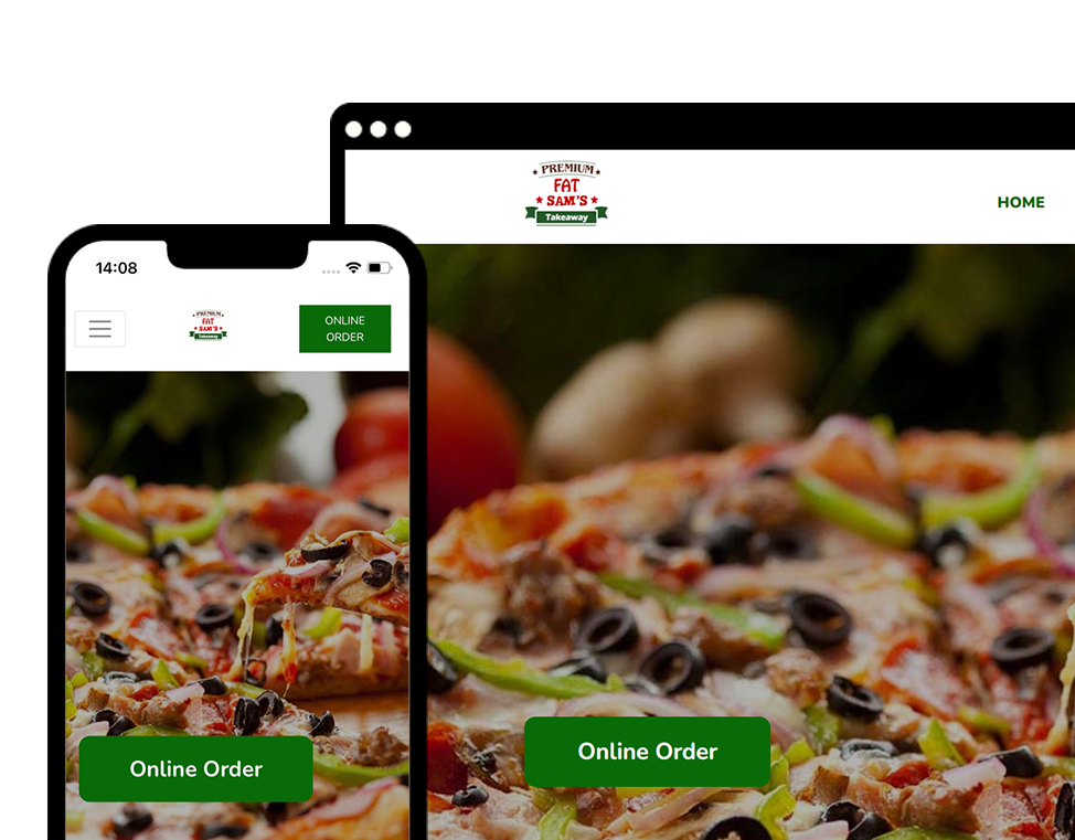 online food ordering system website and app Online food ordering system example website and app of fat sams