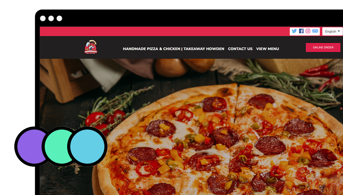 Online Ordering Website on Hanmade Pizza Website Online Ordering Website with pizza slider and buttons on Handmade Pizza Online Ordering Page