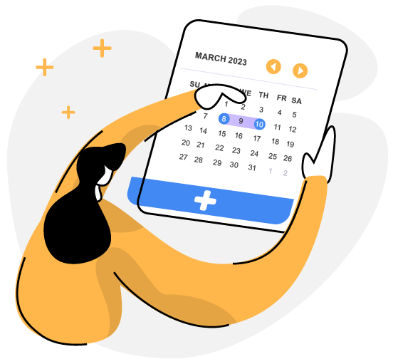 Online Food ordering system new featue 2 Drawing of a woman looking at a calender on a tablet