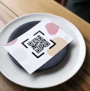 A QR code on a plate